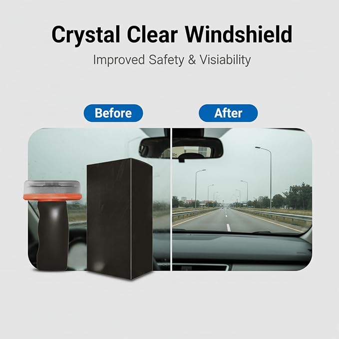 2026 Handheld Glass Oil-Film Remover, Automotive Oil Film Cleaning Brush, Powerful Glass Emulsion Oil Film Remover with Hydrophobic Anti-Fog Coating, Window and Windshield Cleaning Tool for Car (1)