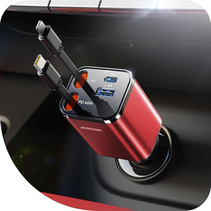 [2026 Ultra-Compact] Retractable Car Charger 84W Car Charger USB C for iPhone 16 17 Fast Charging, Car Accessories, Car Adapter Travel Essentials Gifts for Women Men, for iPhone 17 16 15 14 13