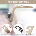 Car Purse and Coat Hanger - 2Pack Beige Leather Hooks for Hanging Purses, Bags and Coats