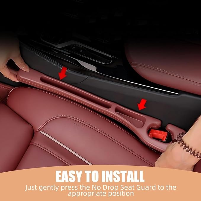 2 Pack Car Seat Gap Filler, Universal Fit Car Seat Crevice Blocker with Storage Slot, Black (Beige) | Stops items from falling into seat gaps; universal fit for most cars, SUVs & trucks; 2-in-1 storage & gap filler.