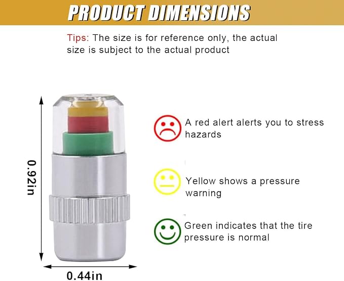 ZIMISI 12PCS Car Tire Pressure Monitor Valve Stem Caps, 2.4Bar 36PSI Tire Pressure Monitoring Caps, 3-Color Eye Alert Valve Stem Caps Sensor Indicator for Cars, SUVs, Trucks, Motorcycles (Silver)