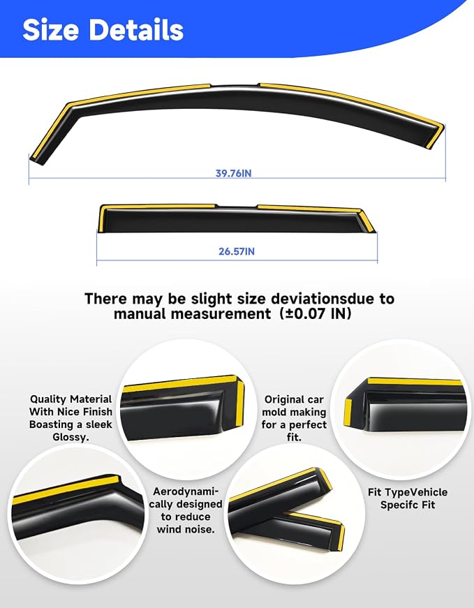 in-Channel Rain Guards Fit for Hyundai Tucson 2022 2023 2024 2025 2026 Window Rain Guards Visors Vent Visors Window Deflector Vent Shades Car Accessories -4 pcs