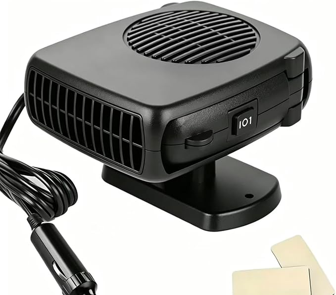 Dual Use Auto Heating & Cooling Fan 150W, Summer Fast Cold Air Blower, Car Windshield Defogger Defroster with Cigarette Lighter Plug for Small Vehicles