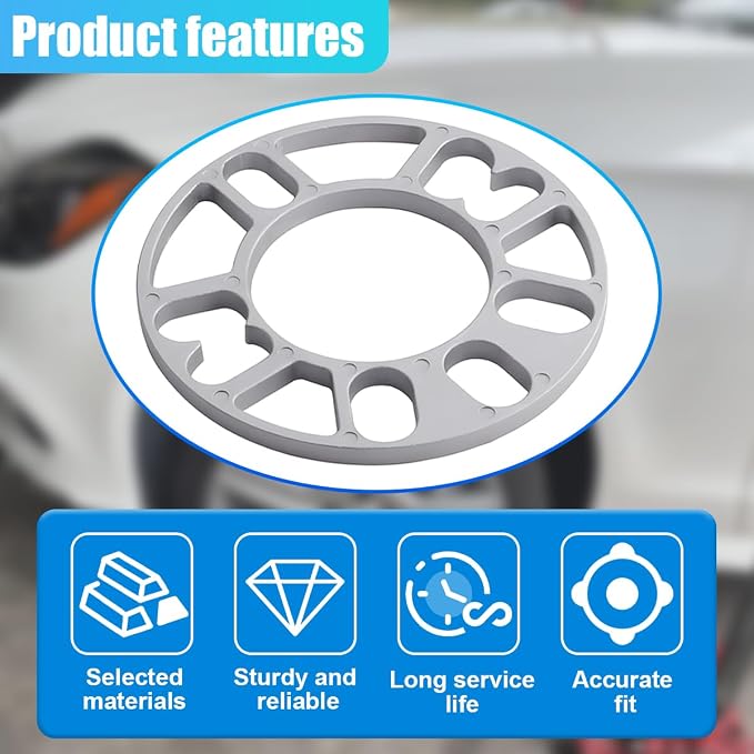 YoRise 2PCS 8 mm Car Wheel Spacers, PCD 100-120mm Aluminum Alloy Hub Centric Wheel Spacer for 4 & 5 Lug, Universal Car Tire Accessory for 4X100, 4X114.3, 5x108, 5x112, 5x120 Bolt Pattern(8MM)