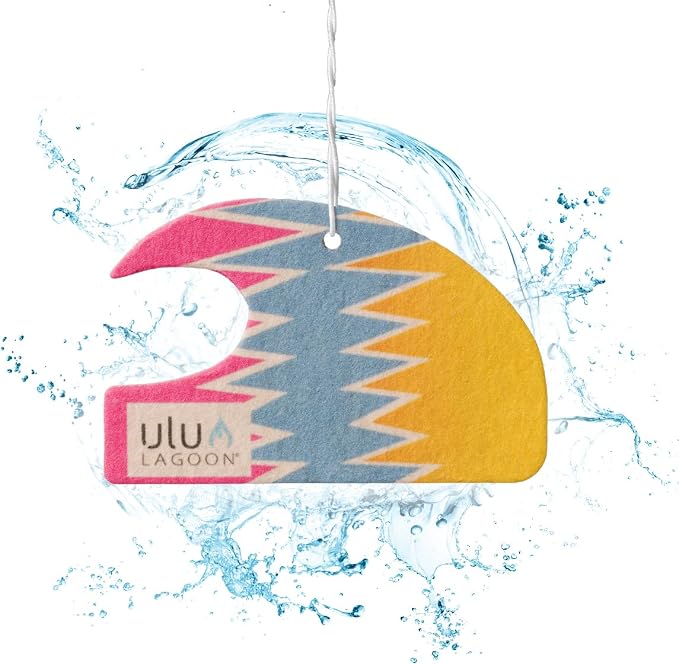 Hanging Car Air Freshener | Tropical Beach Coconut Surf Wax Scent Mini Wave | Long Lasting Car Freshener, Closet and Beyond | Made In USA | 3 Pack (80'S)