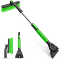 33 Inch Ice Scraper with Snow Brush for Car Windshield, Extendable Snow Scraper and Brush with Foam Grip for Truck SUV Vehicle Window - Green
