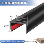 Rubber Edge Trim, Self-Adhesive House Door Edge Guard, Flexible U Shaped Edge Banding, Peel and Stick 1-3/8"(35mm) Wide Size U Shaped Protector, Baby Proof Guards for Plywood, Furniture, 20Ft
