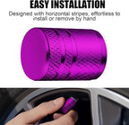 Tire Valve Stem Caps - (4 Pack) Premium Metal Air Caps with Plastic Liner, Durable, Corrosion Resistant and Leak-Proof, Universal Fit for Cars, Trucks, Motorcycles, and Bikes - Purple
