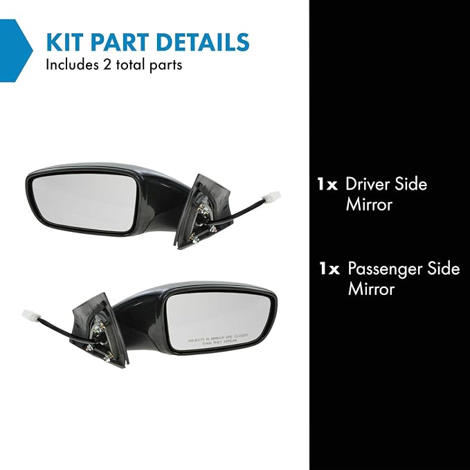 2 Piece Driver and Passenger Side Mirror Assembly Set Electric Adjustment Heated No Memory Black Compatible with 2011-2014 Hyundai Sonata HY1320166 HY1321166
