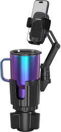 Phone Holder & Phone Mount for Car & Cup Holder Expander – 2-in-1 for Smartphones, Bottles, Tumblers & Coffee Mugs – Strong Clamp, Anti-Shake, 360° Rotation