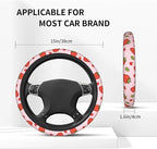 Strawberry Steering Wheel Cover Universal 14.5-15 Inch Non-Slip Strawberry Car Accessories