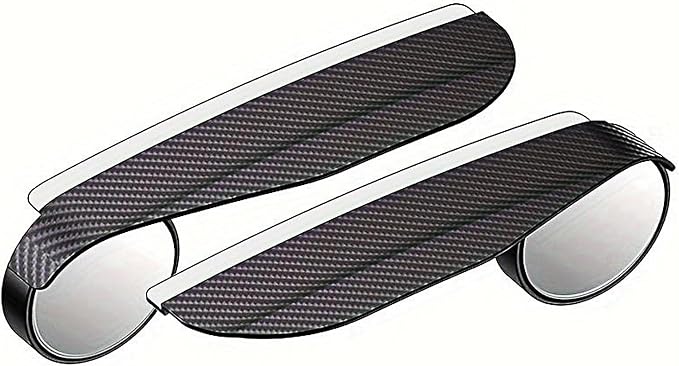 2-Pack car blind spot mirrors,universal car side view mirror rain cover & blind spot mirror,carbon fiber,easy install,stylish black design,enhances visibility safety automotive (2)