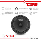 PRO-GM8 Loudspeaker - 8", Midrange, Black Steel Basket, 580W Max, 190W RMS, 8 Ohms - Premium Quality Audio Door Speakers for Car or Truck Stereo Sound System (1 Speaker)