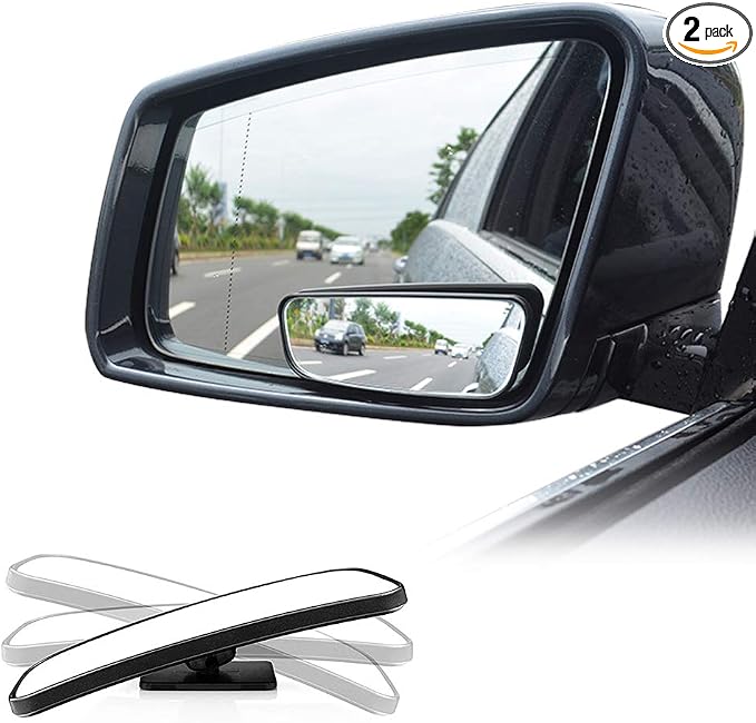 Blind Spot Mirror for Cars Car Side Mirror Auto Wide Angle Convex Rear View Stick On Design, Adjustable, 2 Pack