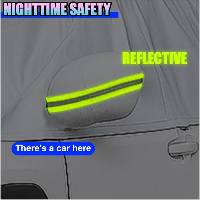 Half Car Cover for Sedan, 149" Windproof Windshield Cover, Dustproof Auto Sunroof Covers with Reflective Straps, All Season Universal Waterproof Vehicle Window Sun Protector(Hatchback)