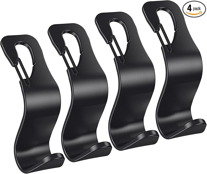 Car Seat Hooks 4 Pack, Headrest Hooks for Purses Groceries Bags with Metal Lock, Car Purse Holder Seat Back Storage Hooks
