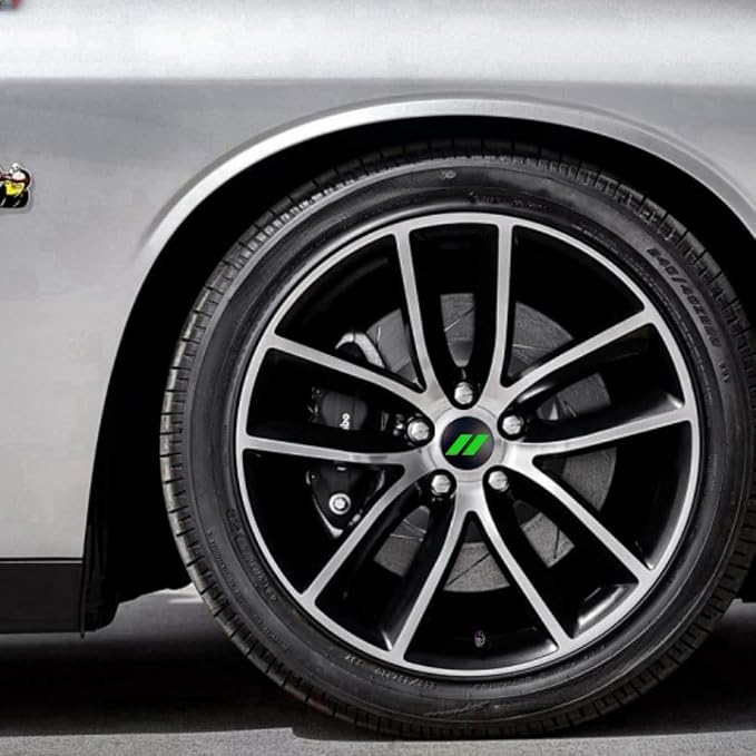 4pcs Wheel Center Cap 63mm/2.5 inches Slash Covers Hub Cap Compatible with Dodge Charger Challenger Durango Hornet Dart R/T SRT Magnum Nitro Journey Caliber Avenger and Ram (Green)