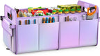 Trunk Organizer For Suv&Sedan,Car Organizers&Storage,Waterproof Collapsible & Adjustable Straps,70L Sturdy Car Organization for Car Accessories,Tools,Sundries,2-3Compartment(Colorful Purple)