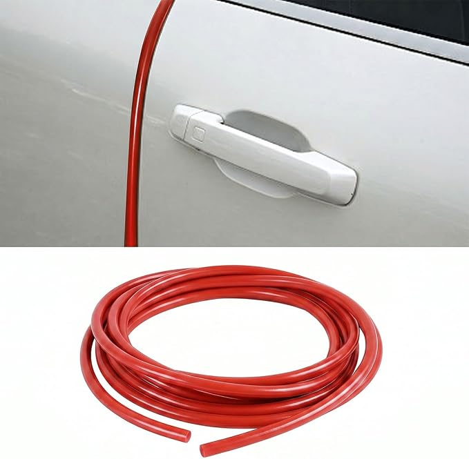 16Ft (5M) Car Door Edge Protector, Self-Adhesive Scratch Resistant U Shape Auto Door Edge Guard Decoration, Anti-Collision Car Doors Trim Strip Protector for Truck, SUV, Sedan (Red-5M)