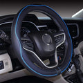 Small Size Steering Wheel Cover Anti-Slip,Safety,Soft,Breathable,Durable,Full Surround,Comfortable Grip Microfiber Leather (14-14.25 inch,Black Blue)
