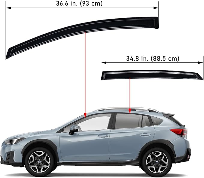 Extra Durable Outside-Mount Auto Vent Window Visor, Fits 2013-2015 Subaru XV CrossTrek, 2016-2017 CrossTrek, 2012-2016 Impreza Hatchback, Original Wind Deflector Rain Guard, Smoke, 4-Pcs