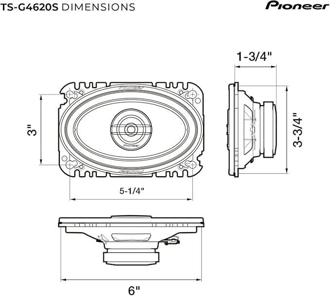 G-Series TS-G4620S 4” x 6” 2-Way Speakers (Pair) – 210W Max, Balanced Sound + Smooth Treble, Great Stock Replacement, High-Efficiency Speaker Designed for OEM Power