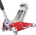 3 Ton Floor Jack,Aluminum and Steel Hydraulic Low Profile Car Jack with Dual Piston Quick Lift Pump,Lightweight Racing Floor Jack for Vehicle,6,000 lb Capacity,Red,TAM830011L