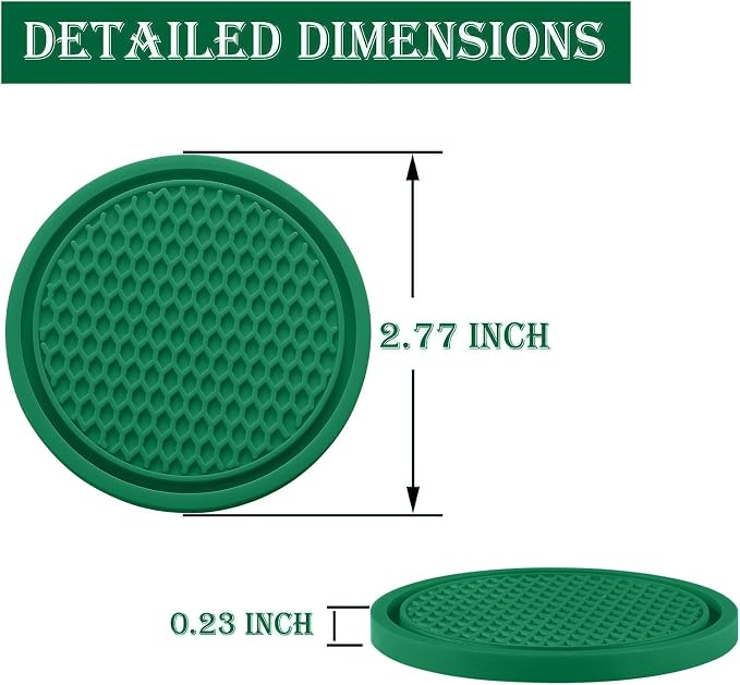 Car Cup Coaster, 4PCS Universal Non-Slip Cup Holders Embedded in Ornaments Coaster, Car Interior Accessories, Green