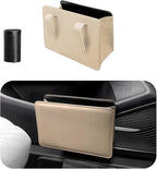 Yourkar Car Trash Can, Foldable Waterproof Leather Car Garbage Organizer Holder, Automotive Mini Dustbin Container with One Roll Trash Bag, Universal Interior Car Accessories (Beige)