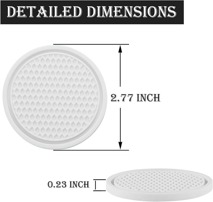 Car Cup Coaster, 4PCS Universal Non-Slip Cup Holders Embedded in Ornaments Coaster, Car Interior Accessories, White