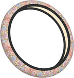 Pink Garden Plants Floral Neoprene Steering Wheel Cover Anti-Slip Elastic Steering Wheel Protective Cover 15in Universal Flower Car Accessories Fit Cars, SUVs, Auto