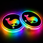 Dolphin LED Cup Holder Lights for Car,7 Colors Light Up Cup Holder Coasters for Car Decor,Vibration Sensor Coasters,Dolphin Auto Accessories Gifts for Women Men,Universal for SUV Sedan Truck