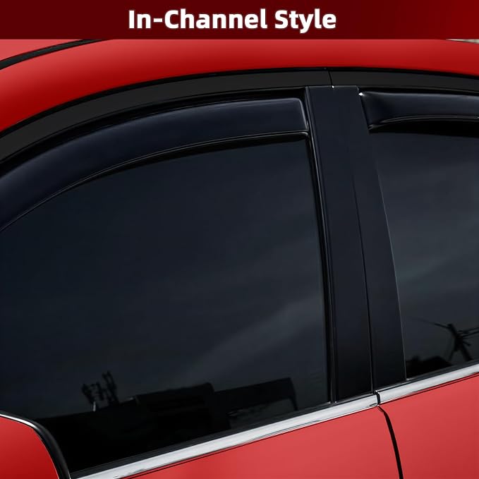 4pcs in Channel Window Rain Guards for Mazda CX-5 2017 2018 2019 2020 2021 2022 2023 2024 2025, Window Visors Wind Deflectors, Vent Shades Shield with 2pcs Side Mirror Rain Visors