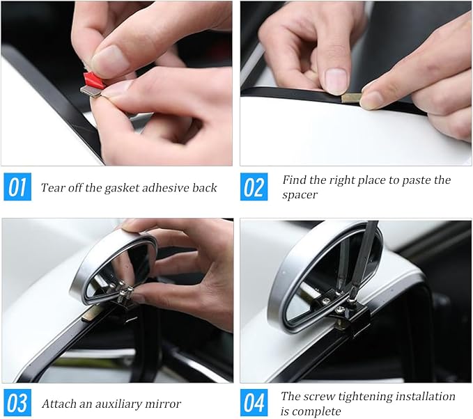 Mandark Car Blind Spot Mirror, Rectangle HD Glass Convex Vehicle Rearview Mirror, Wide Angle Adjustible Auto Exterior Blindspot Side View Mirror, Universal for SUV, Sedan, Truck (Black)