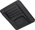 Car Sun Visor Organizer, Premium Leather Sun Visor Sunglass Holder with Card Holders & Pen Clip Slot, Universal Car Interior Organizer for Driving License, Card, Pen (Black)