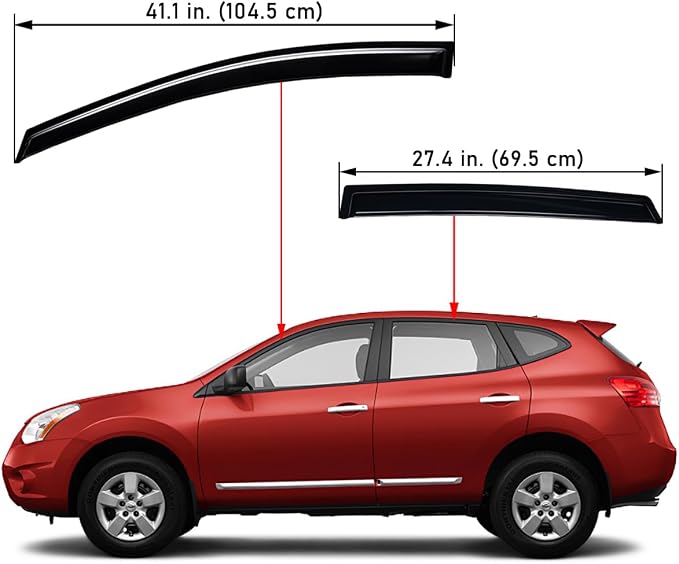 Extra Durable Outside-Mount Auto Vent Window Visor, Fits 2009-2013 Nissan Rogue, 2014-2015 Rogue Select, UV Protection Rain Guard, Original Wind Deflector, No-Drilling, Dark Smoke, 4-Pcs