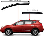 Extra Durable Outside-Mount Auto Vent Window Visor, Fits 2009-2013 Nissan Rogue, 2014-2015 Rogue Select, UV Protection Rain Guard, Original Wind Deflector, No-Drilling, Dark Smoke, 4-Pcs