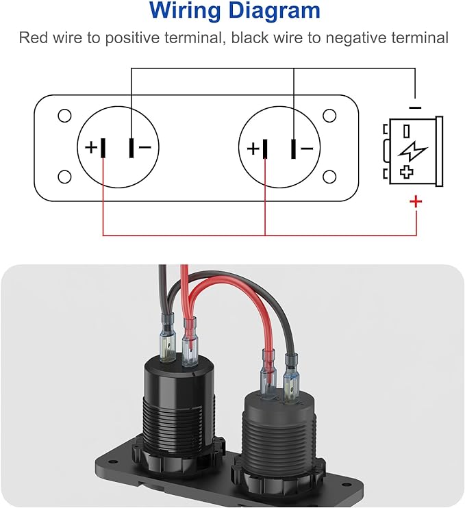 12V USB Outlet Marine Switch Panel Plug, PD3.0 and Dual QC3.0 USB Ports Aluminum Car Charger with LED Voltmeter Power Switch, Lighted 150W Cigarette Lighter Socket 2 in 1 DIY Kit for Boat RV ATV, etc.