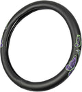 GripGrab Comfort Grip - Purple & Green Butterflies on Black Synthetic Leather Steering Wheel Cover 15 inch