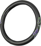 GripGrab Comfort Grip - Purple & Green Butterflies on Black Synthetic Leather Steering Wheel Cover 15 inch