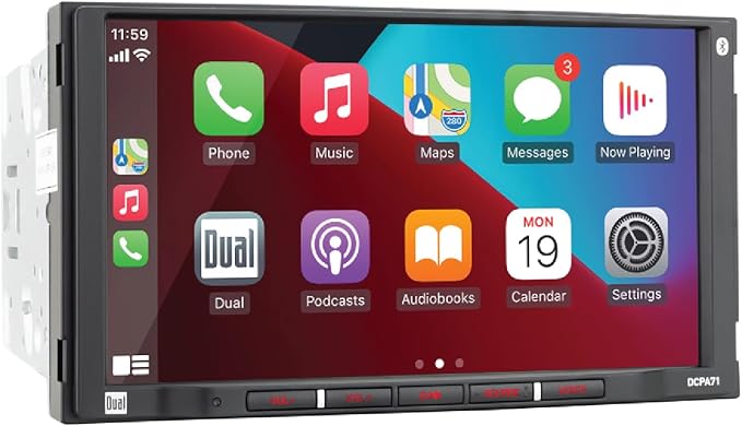 DCPA71 7" Apple CarPlay Android Auto Double DIN Car Stereo | Certified Apple CarPlay and Android Auto, Bluetooth hands-free calling and streaming, backup camera input, USB charging
