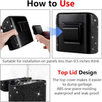 Car Trash Can with Lid, Bling Crystal Mini Vehicle Trash Bin Car Dustbin Garbage Organizer, Automotive Garbage Can Bin Trash Container for Auto Cars, Home, Office - Black