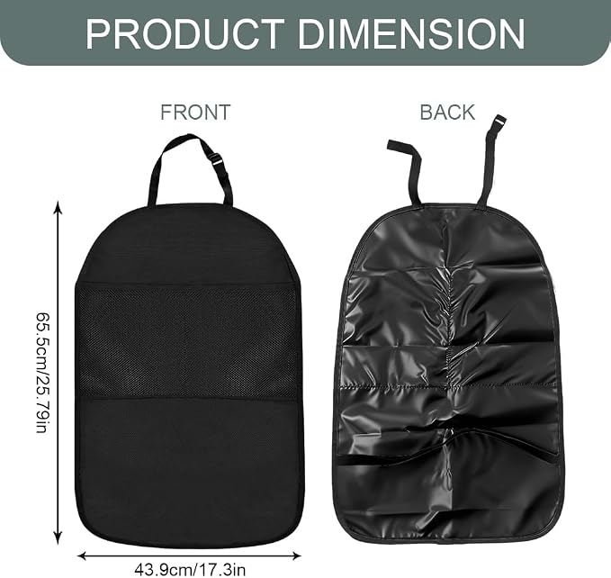 2PCS Kick Mat Back Seat Protector, Back Seat Cover for Kids, Waterproof Car Backseat Protective Kick Mat with 2 Mesh Pockets, Multifunctional Car Storage Organizer for Most Vehicles (2PCS)