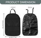 Kick Mat Back Seat Protector, Back Seat Cover for Kids, Waterproof Car Backseat Protective Kick Mat with 2 Mesh Pockets, Multifunctional Car Storage Organizer for Most Vehicles (1PCS)