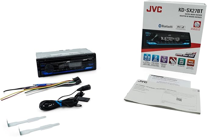 KD-SX27BT Car Stereo with Bluetooth, 100W Digital Media Receiver, 1.5A USB, Single DIN Head Unit with AM/FM Radio & AUX-in, iOS/Android Remote App, 13-Band EQ, Dual Phone Connection