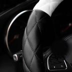 YHONGJT Cute Soft Microfiber Leather Anti-Slip Steering Wheel Cover, Universal 15 Inch for Women Girls, Fit Vehicles, Sedans, SUVs, Vans, Trucks - Black and White