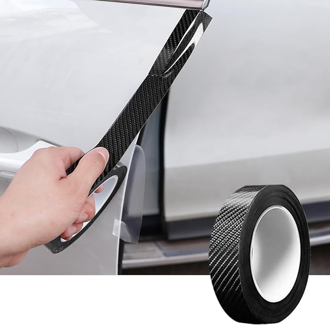 Car Door Edge Entry Guards Sill Protector Automotive Tape Black 1.2in*33FT | 5D Carbon Fiber Vinyl Wrap Film Paint Threshold Scuff Plate Protectors Anti-Collision Universal for Most Vehicles