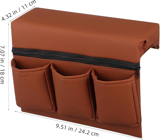 Car Window Armrest Storage Box: Leather Window Side Bag Organizer with Cushion Pocket Universal Front Car Door Armrest Pad Accessory for Vehicle Truck Console Elbow Support Brown