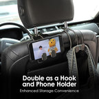 KINIVA Car Seat Headrest Storage Hooks, Set of 2, Suede PU Leather, Double Hooks (06-Black)