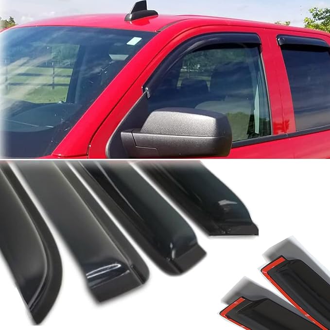 Side Window Visors rain Guards Vent Deflectors for 02-08 Dodge Ram 1500, 2003-2009 Ram 2500 & 3500 with Quad Cab Shade 94623
